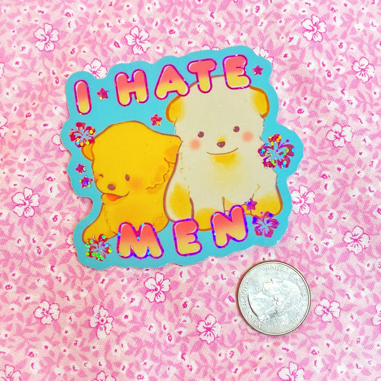 Puppy Man Haters Holographic Vinyl Sticker